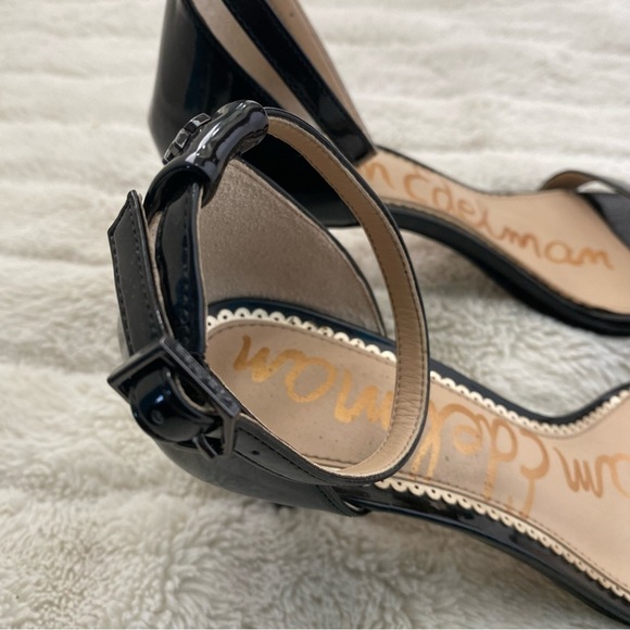 Sam Edelman Faux Patent Leather Ankle Strap Heels Black Size 8.5 - Picture 9 of 11
